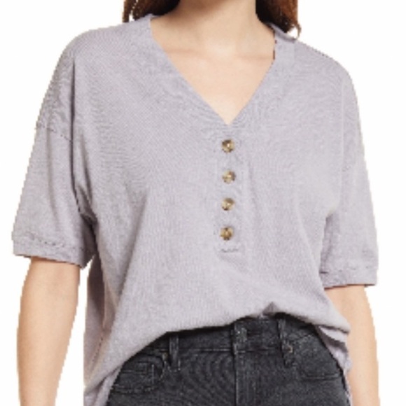 Madewell Tops - 🤍 Madewell Purple Ringspun Cotton Relaxed Henley T Shirt Small 🤍